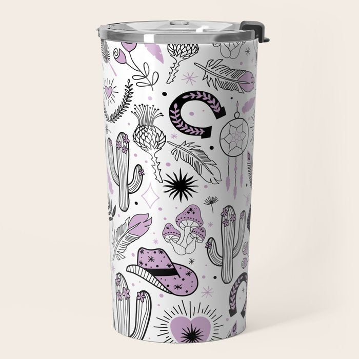 Wild West Cowboy Cowgirl Horse Ranch Pattern #cowboypattern Travel Mug Gallery Image 2