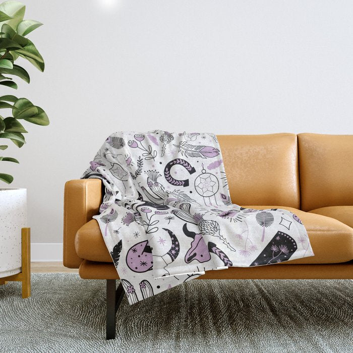 Wild West Cowboy Cowgirl Horse Ranch Pattern #cowboypattern Throw Blanket Gallery Image 1