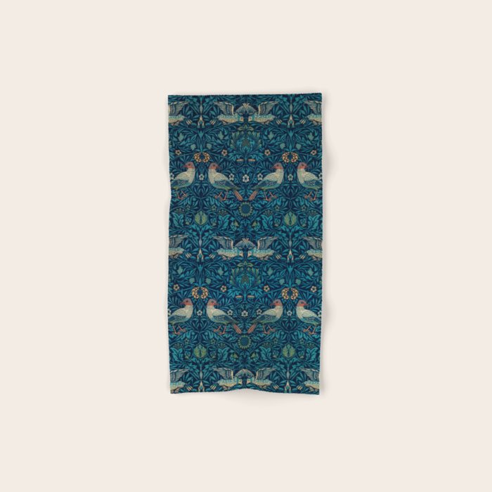 William Morris Blue Birds Vintage Pattern Bath Towel Gallery Image 1