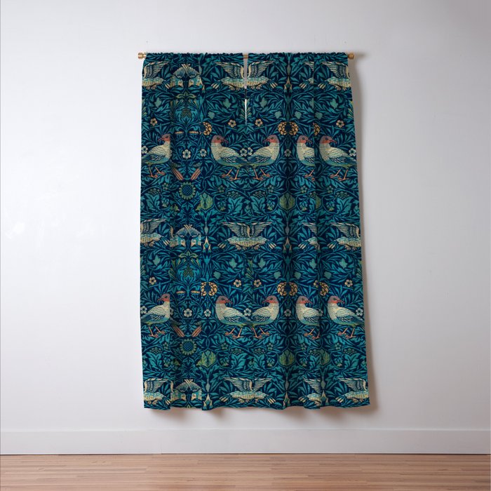 William Morris Blue Birds Vintage Pattern Window Curtain Gallery Image 3