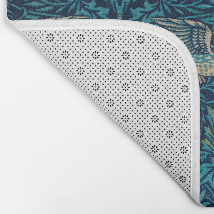 William Morris Blue Birds Vintage Pattern Bath Mat Gallery Image 2
