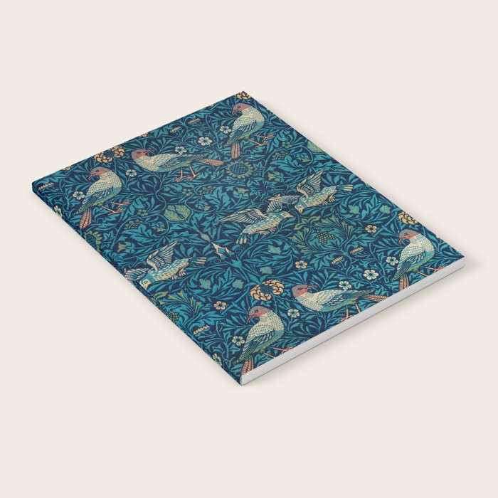 William Morris Blue Birds Vintage Pattern Notebook Gallery Image 1