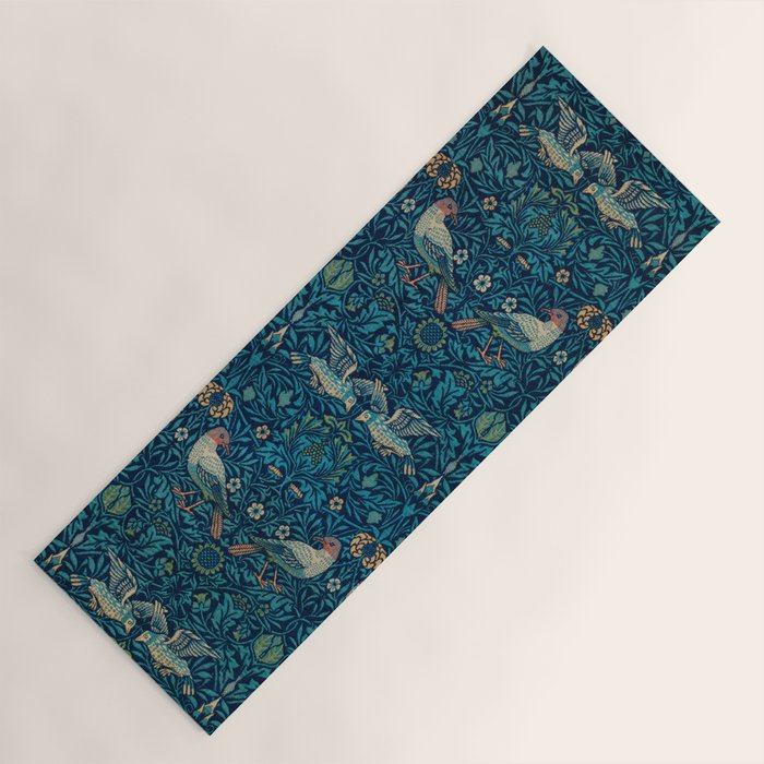 William Morris Blue Birds Vintage Pattern Yoga Mat Gallery Image 1