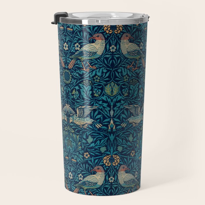 William Morris Blue Birds Vintage Pattern Travel Mug Gallery Image 3
