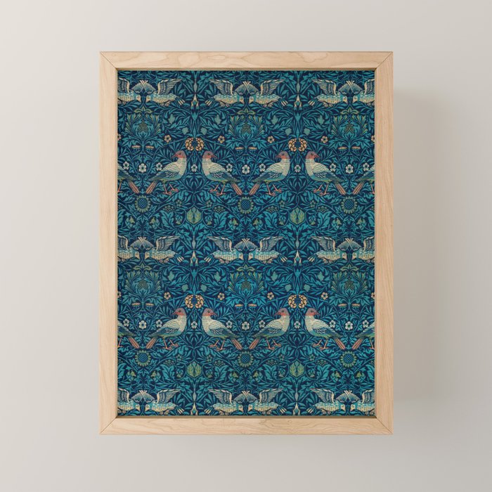 William Morris Blue Birds Vintage Pattern Mini Art Print Gallery Image 1