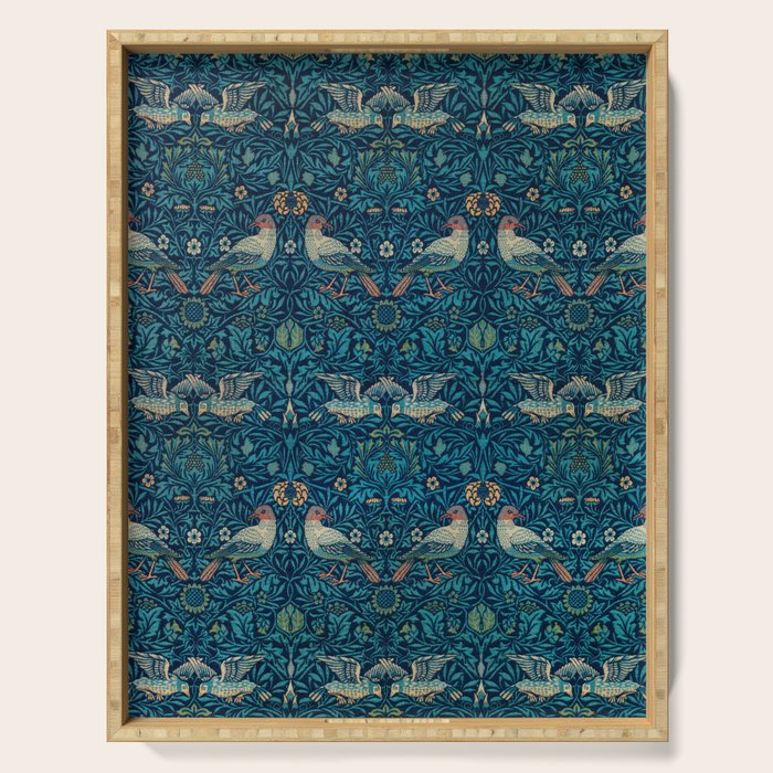 William Morris Blue Birds Vintage Pattern Serving Tray Gallery Image 1