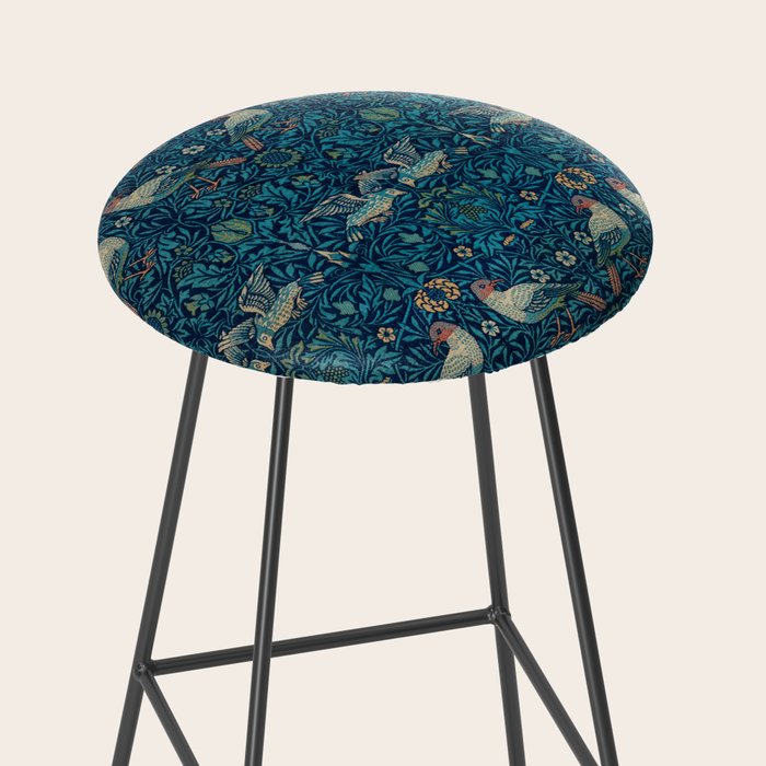 William Morris Blue Birds Vintage Pattern Stool Gallery Image 2
