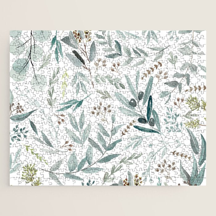 Botanical Eucalyptus Leaves Pattern Jigsaw Puzzle Gallery Image 1
