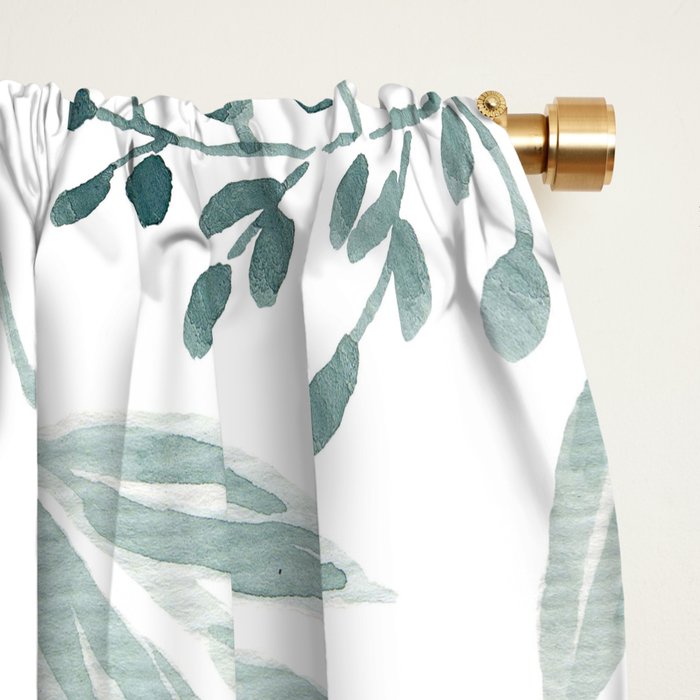 Botanical Eucalyptus Leaves Pattern Window Curtain Gallery Image 2