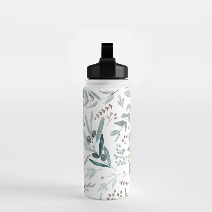 Botanical Eucalyptus Leaves Pattern Water Bottle Gallery Image 2