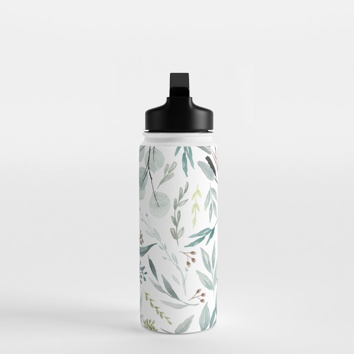 Botanical Eucalyptus Leaves Pattern Water Bottle Gallery Image 3