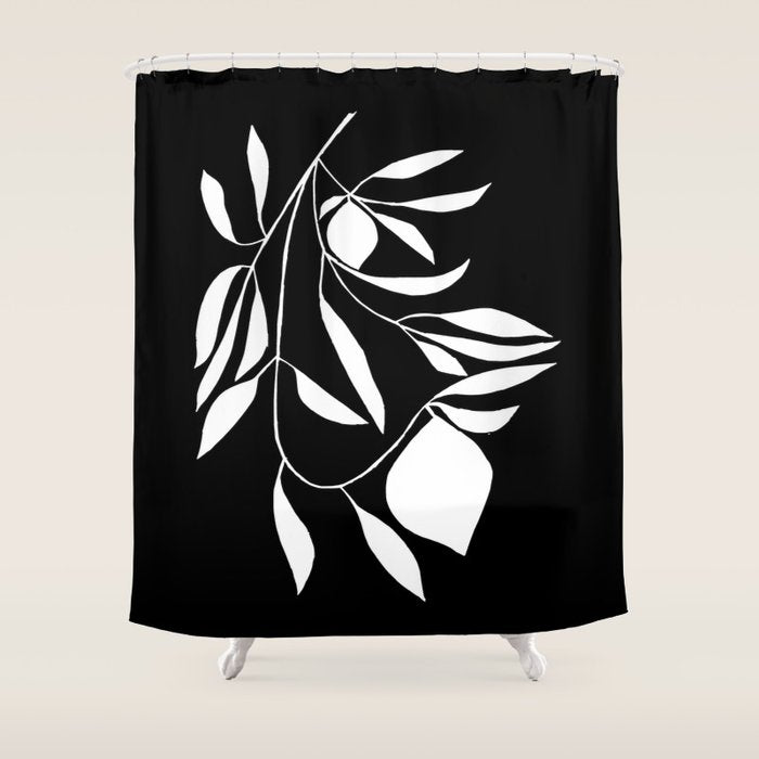 Lemon Tree In Black  Shower Curtain Gallery Image 1
