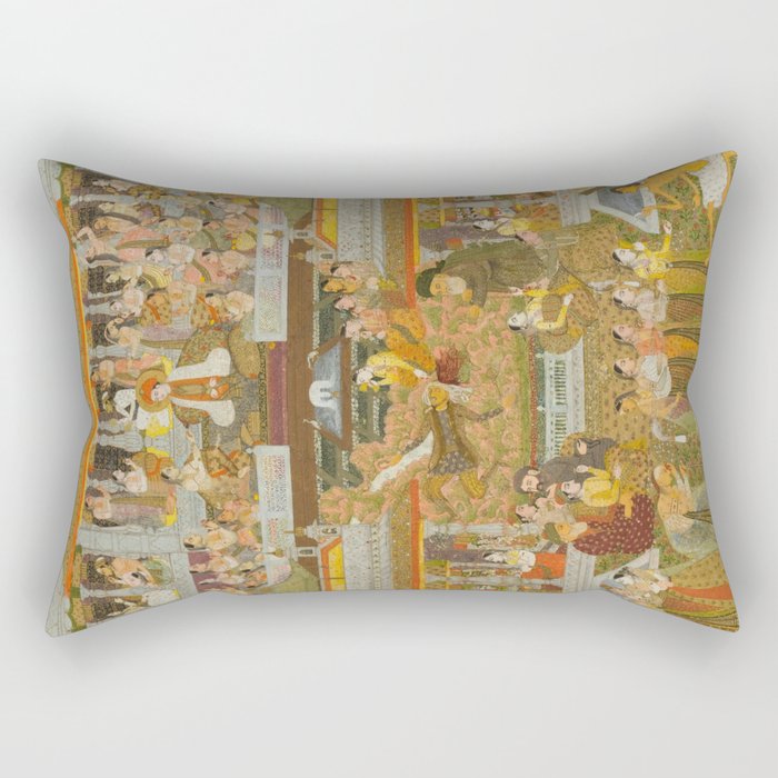 Lovers and beloveds: A composite of scenes from Persian, Urdu, and Sanskrit literature Rectangular Pillow Gallery Image 1