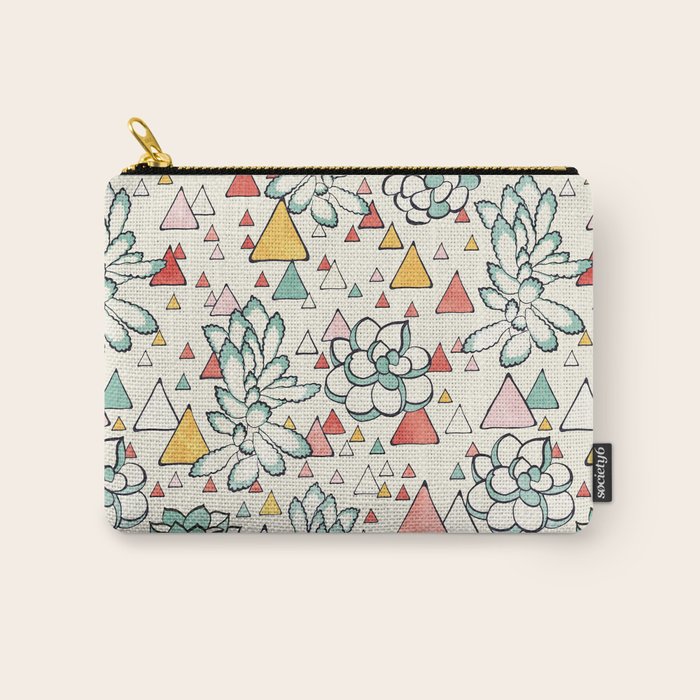 Succulent and triangles seamless pattern Carry All Pouch Gallery Image 1