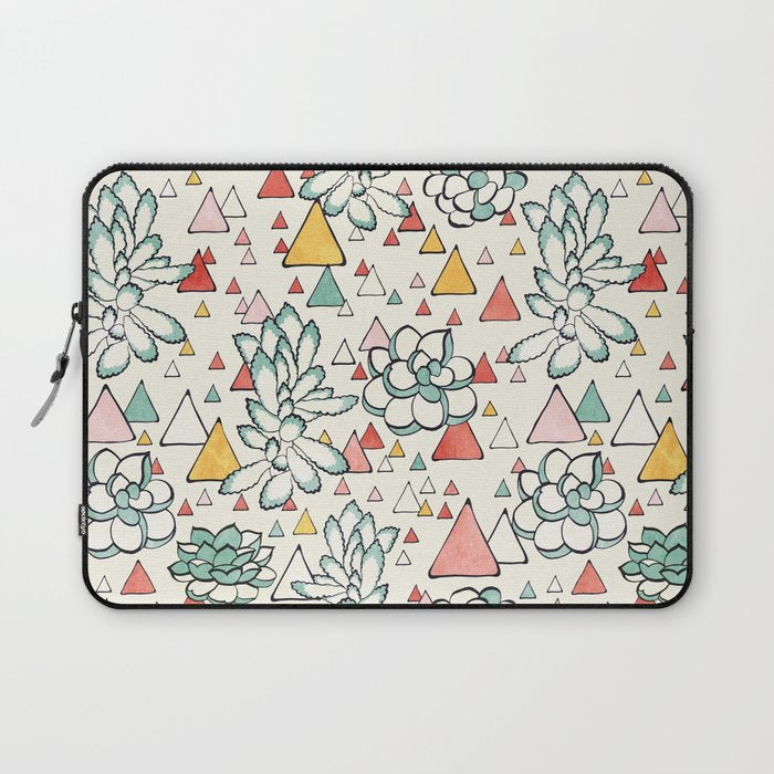 Succulent and triangles seamless pattern Laptop Sleeve Gallery Image 1