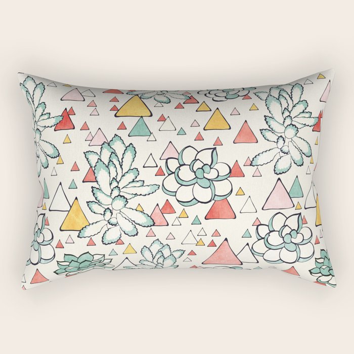 Succulent and triangles seamless pattern Rectangular Pillow Gallery Image 2