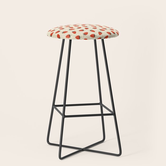 Sweet Strawberries - Red, Black, Cream, and White Stool Gallery Image 1