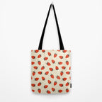 Sweet Strawberries - Red, Black, Cream, and White Tote Bag Gallery Image 2