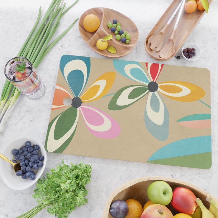 Mid-Century Abstract Flowers 04 Cutting Board Gallery Image 2