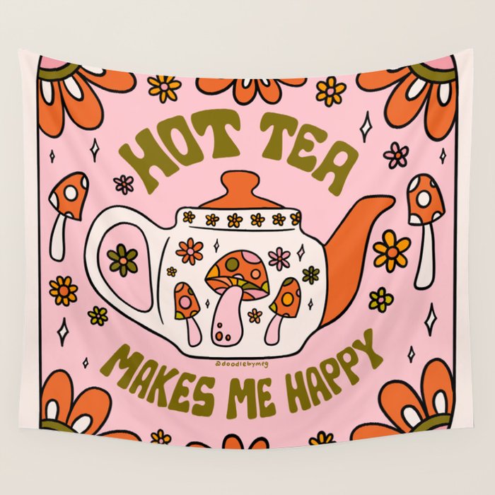 Hot Tea Makes Me Happy Wall Tapestry Gallery Image 4