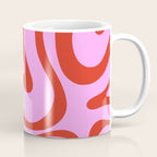 Modern Retro Liquid Swirl Abstract Pattern Square Red and Pink Coffee Mug Gallery Image 1