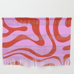 Modern Retro Liquid Swirl Abstract Pattern Square Red and Pink Wall Hanging Gallery Image 1