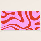 Modern Retro Liquid Swirl Abstract Pattern Square Red and Pink Desk Mat Gallery Image 3