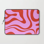 Modern Retro Liquid Swirl Abstract Pattern Square Red and Pink Laptop Sleeve Gallery Image 1
