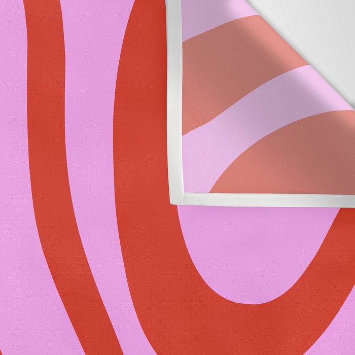 Modern Retro Liquid Swirl Abstract Pattern Square Red and Pink Wall Tapestry Gallery Image 3