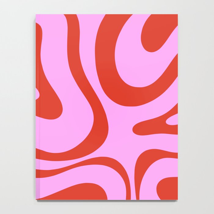 Modern Retro Liquid Swirl Abstract Pattern Square Red and Pink Notebook Gallery Image 4