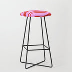 Modern Retro Liquid Swirl Abstract Pattern Square Red and Pink Stool Gallery Image 1
