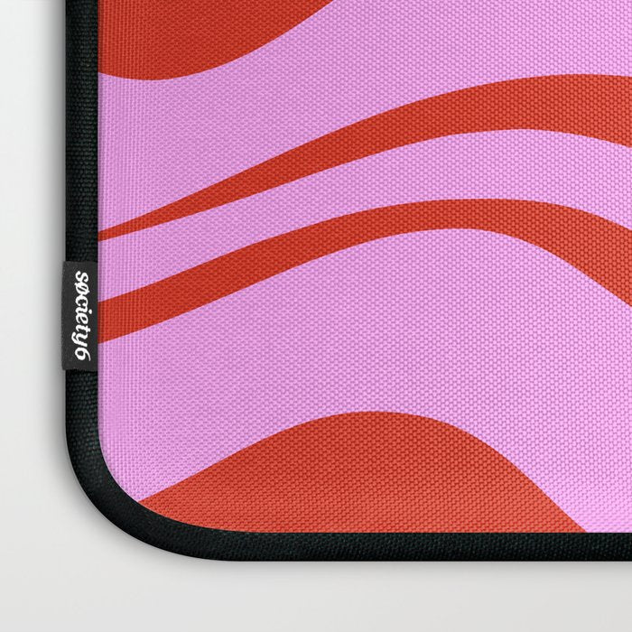 Modern Retro Liquid Swirl Abstract Pattern Square Red and Pink Laptop Sleeve Gallery Image 3