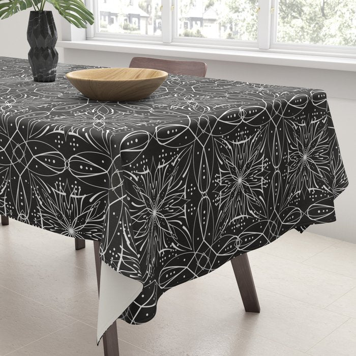 BW starry abstract mosaic A Tablecloth Gallery Image 3