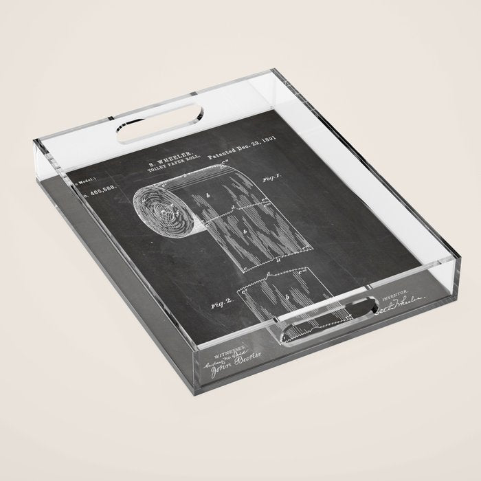 Toilet Paper Patent - Bathroom Art - Black Chalkboard Acrylic Tray Gallery Image 1