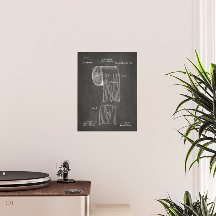 Toilet Paper Patent - Bathroom Art - Black Chalkboard Poster Gallery Image 2