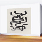 Mid Century Modern Minimalist Abstract Art Brush Strokes Black & White Ink Art Pipe Maze Wall Mural Gallery Image 2
