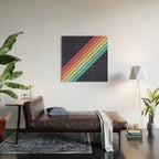 Lembona - Classic 70s Vintage Style Retro Summer Stripes Wood Wall Art Gallery Image 2