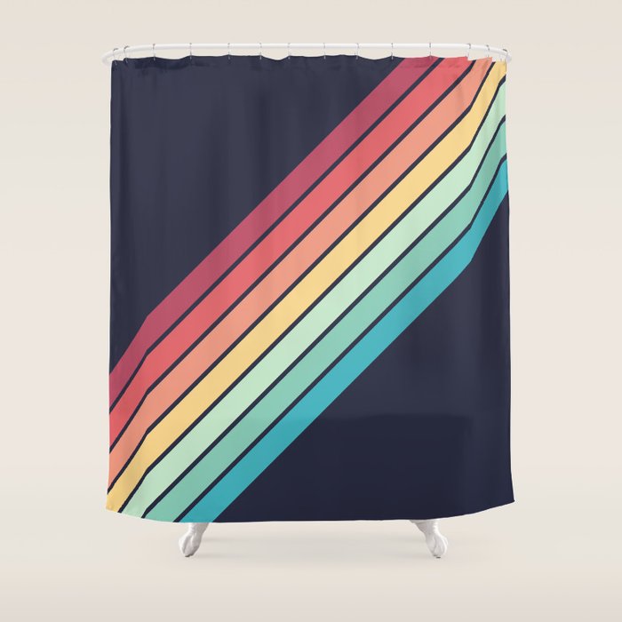 Lembona - Classic 70s Vintage Style Retro Summer Stripes Shower Curtain Gallery Image 1