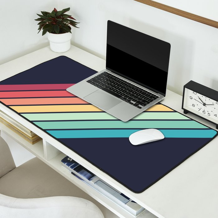 Lembona - Classic 70s Vintage Style Retro Summer Stripes Desk Mat Gallery Image 2