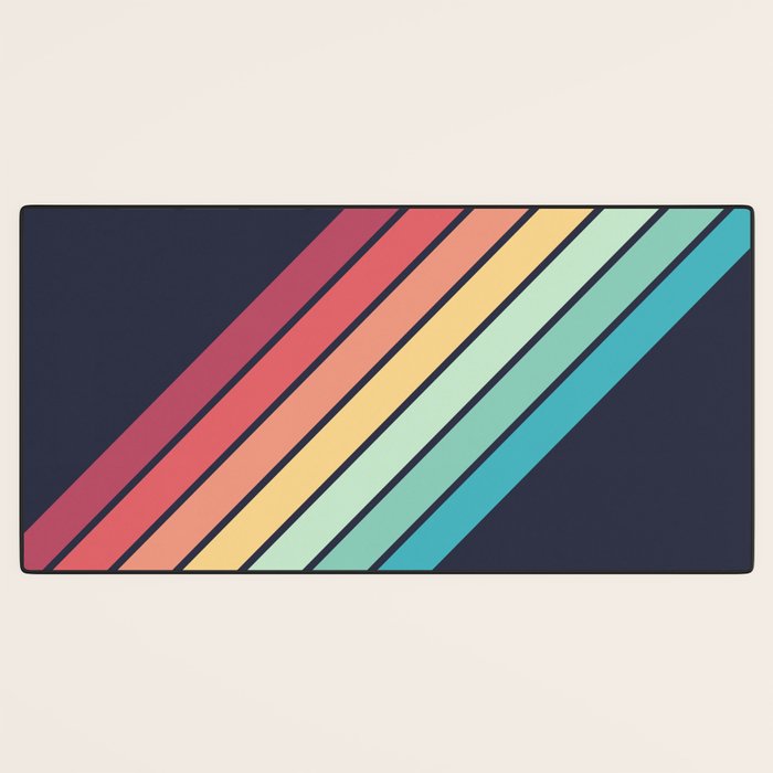 Lembona - Classic 70s Vintage Style Retro Summer Stripes Desk Mat Gallery Image 3