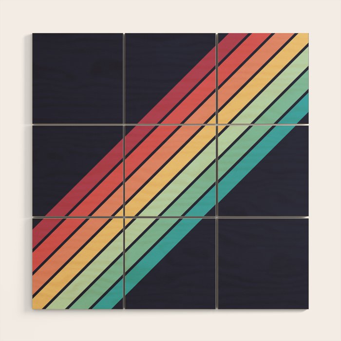 Lembona - Classic 70s Vintage Style Retro Summer Stripes Wood Wall Art Gallery Image 1