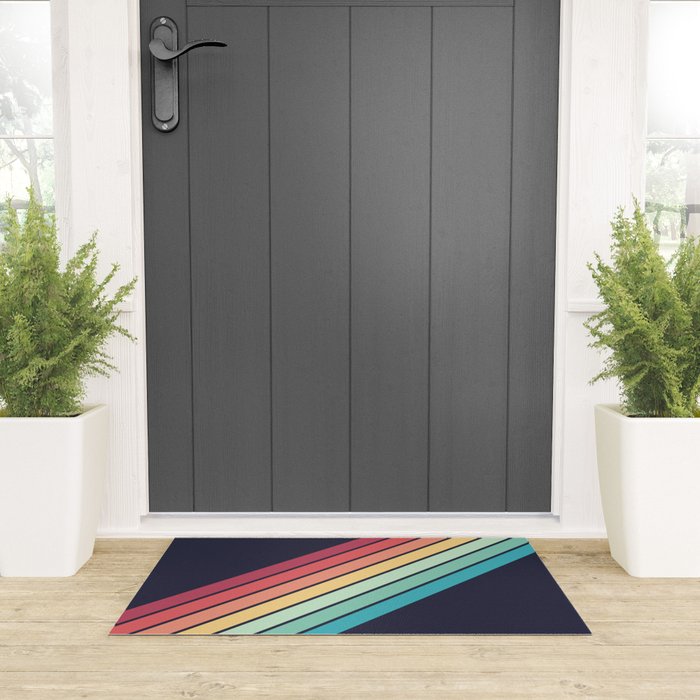 Lembona - Classic 70s Vintage Style Retro Summer Stripes Welcome Mat Gallery Image 3