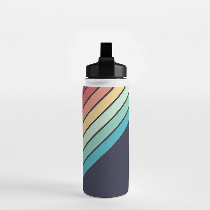 Lembona - Classic 70s Vintage Style Retro Summer Stripes Water Bottle Gallery Image 2