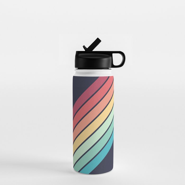 Lembona - Classic 70s Vintage Style Retro Summer Stripes Water Bottle Gallery Image 1