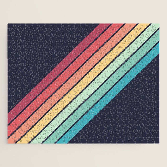 Lembona - Classic 70s Vintage Style Retro Summer Stripes Jigsaw Puzzle Gallery Image 1