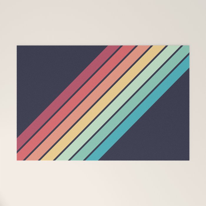 Lembona - Classic 70s Vintage Style Retro Summer Stripes Welcome Mat Gallery Image 1