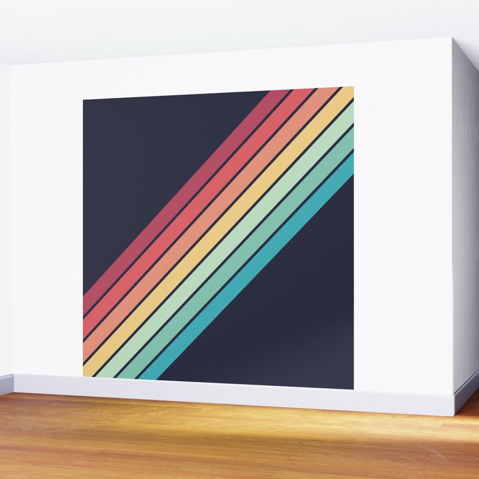 Lembona - Classic 70s Vintage Style Retro Summer Stripes Wall Mural Gallery Image 2