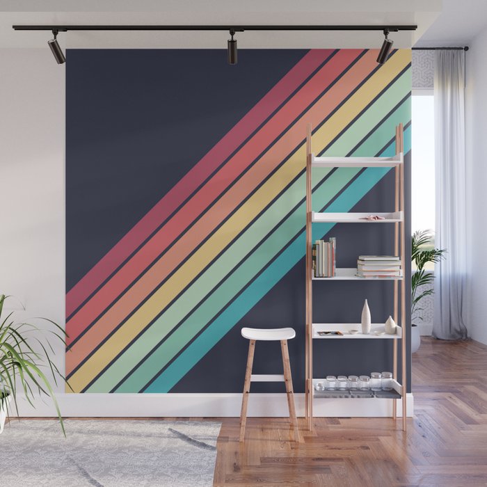 Lembona - Classic 70s Vintage Style Retro Summer Stripes Wall Mural Gallery Image 1