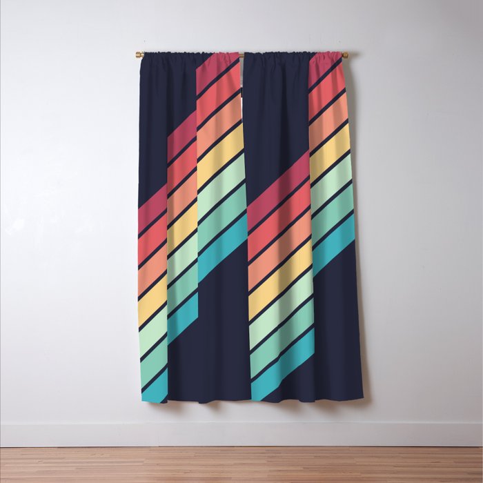 Lembona - Classic 70s Vintage Style Retro Summer Stripes Window Curtain Gallery Image 3