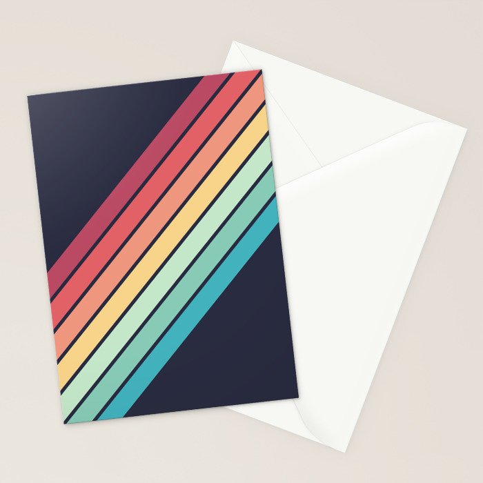 Lembona - Classic 70s Vintage Style Retro Summer Stripes Stationery Card Gallery Image 2